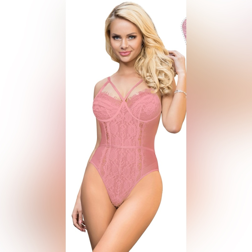 Pink Lace Sexy Women's Bodysuit Lingerie